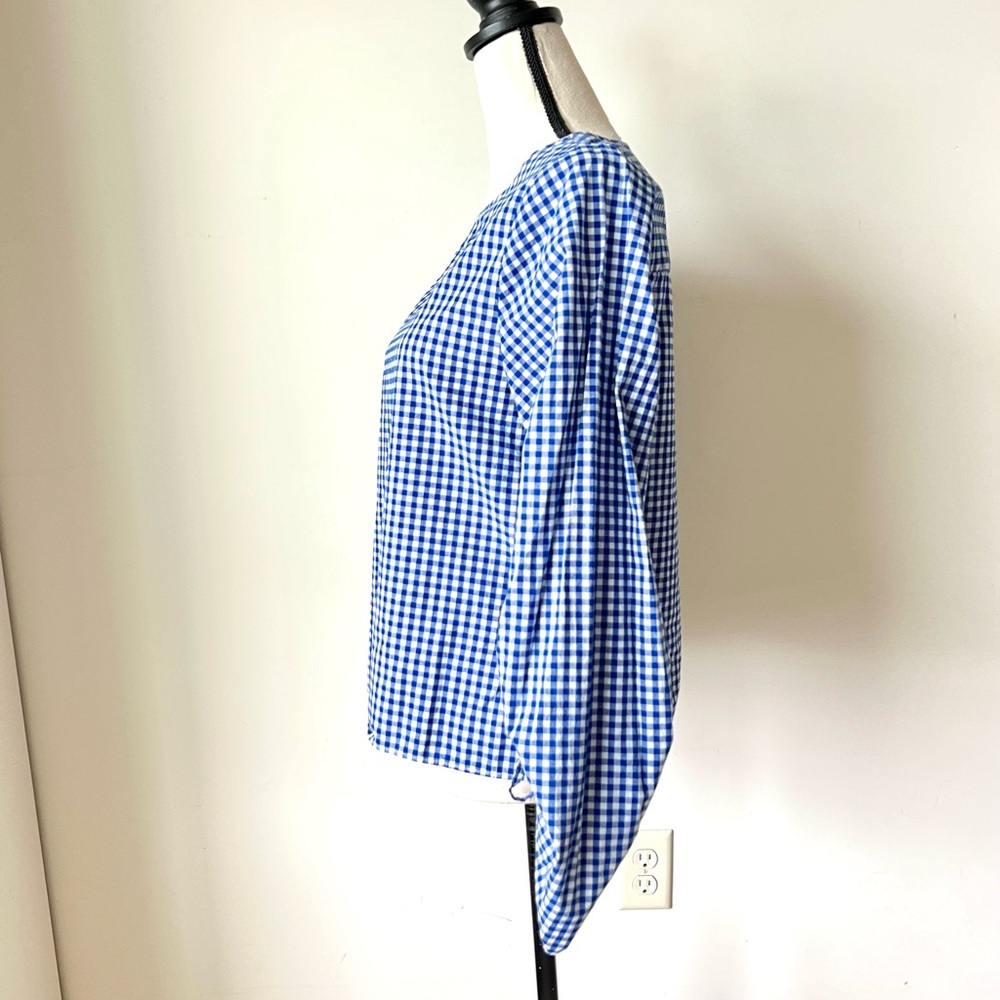 GAP Lightweight Preppy Cotton Gingham Ruched Sleeve Blouse—SZ. Small - Picture 4 of 12